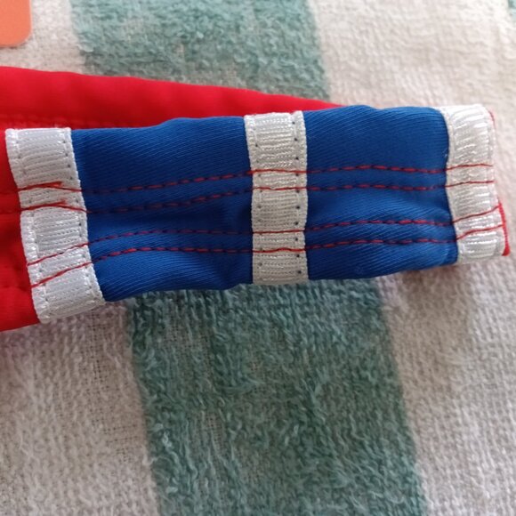 NWT BOYTHOR RED/WHITE/BLUE T-BACK SWIMSUIT, SIZE "L" (32"-34") - Picture 2 of 6